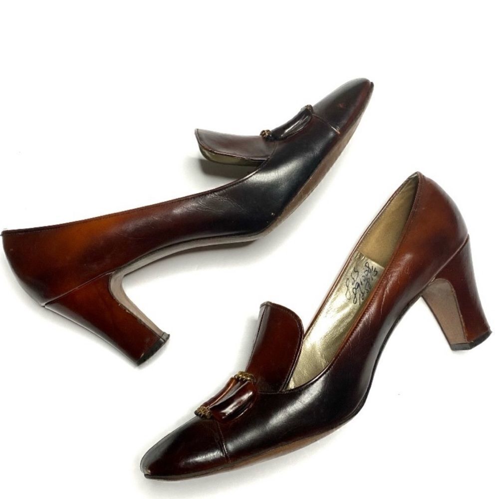 Rare True Vintage 1950’s/60’s Ombre Andrew Geller Square Toe Buckle High Heels